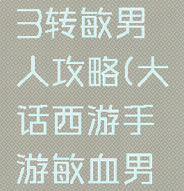 大话手游3转敏男人攻略(大话西游手游敏血男人攻略)