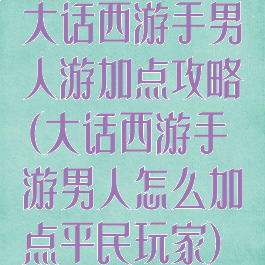 大话西游手男人游加点攻略(大话西游手游男人怎么加点平民玩家)