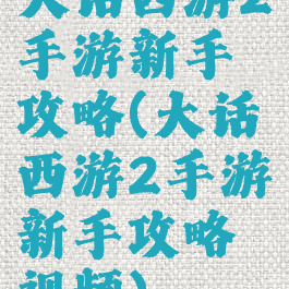 大话西游2手游新手攻略(大话西游2手游新手攻略视频)
