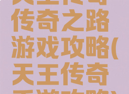 天王传奇传奇之路游戏攻略(天王传奇手游攻略)