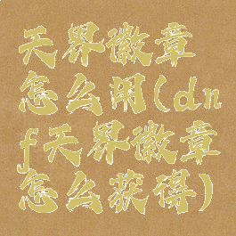 天界徽章怎么用(dnf天界徽章怎么获得)