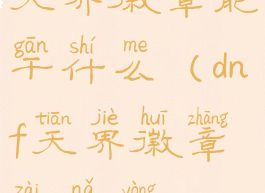 天界徽章能干什么(dnf天界徽章在哪用)