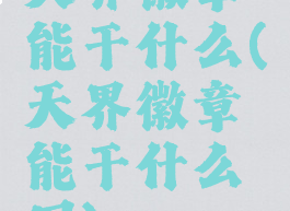 天界徽章能干什么(天界徽章能干什么用)