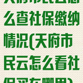 天府市民云怎么查社保缴纳情况(天府市民云怎么看社保买在哪里)