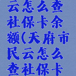 天府市民云怎么查社保卡余额(天府市民云怎么查社保卡卡号)