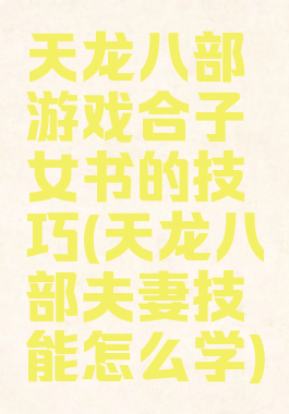 天龙八部游戏合子女书的技巧(天龙八部夫妻技能怎么学)
