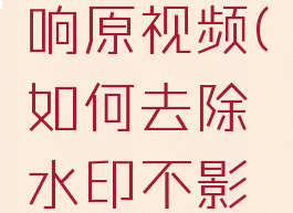 如何去除水印不影响原视频(如何去除水印不影响原视频免费)