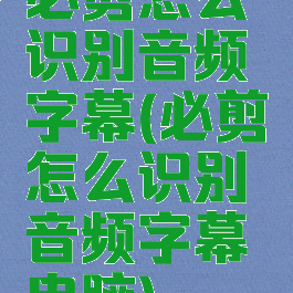 必剪怎么识别音频字幕(必剪怎么识别音频字幕电脑)