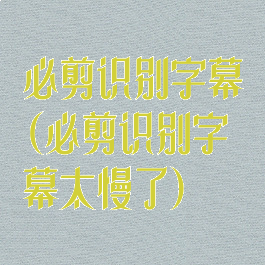 必剪识别字幕(必剪识别字幕太慢了)