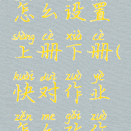 快对作业怎么设置上册下册(快对作业怎么改作业)