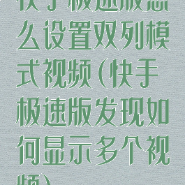 快手极速版怎么设置双列模式视频(快手极速版发现如何显示多个视频)