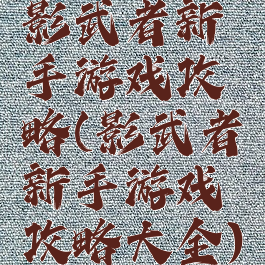 影武者新手游戏攻略(影武者新手游戏攻略大全)