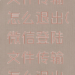 微信登陆文件传输怎么退出(微信登陆文件传输怎么退出账号)