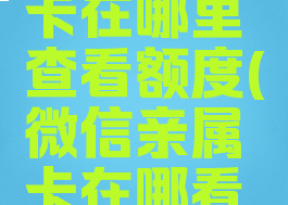 微信亲属卡在哪里查看额度(微信亲属卡在哪看余额)