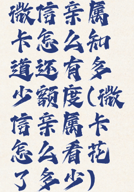 微信亲属卡怎么知道还有多少额度(微信亲属卡怎么看花了多少)