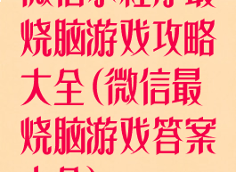 微信小程序最囧烧脑游戏攻略大全(微信最囧烧脑游戏答案大全)