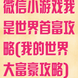 微信小游戏我是世界首富攻略(我的世界大富豪攻略)