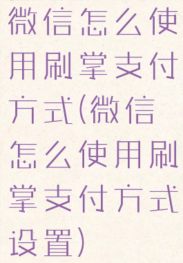 微信怎么使用刷掌支付方式(微信怎么使用刷掌支付方式设置)