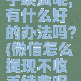 微信怎么提现不收手续费呢,有什么好的办法吗?(微信怎么提现不收手续费呢,有什么好的办法吗)