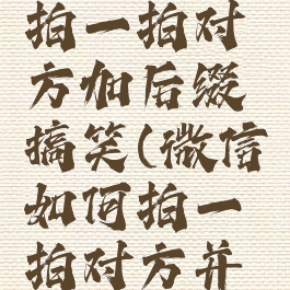 微信怎么拍一拍对方加后缀搞笑(微信如何拍一拍对方并加后缀)