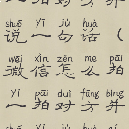 微信怎么拍一拍对方并说一句话(微信怎么拍一拍对方并说一句话呢)