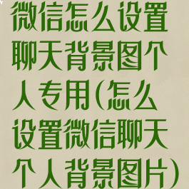 微信怎么设置聊天背景图个人专用(怎么设置微信聊天个人背景图片)