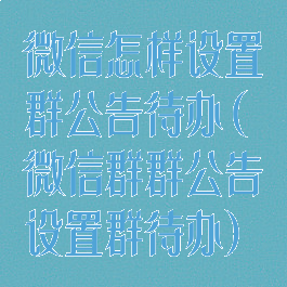微信怎样设置群公告待办(微信群群公告设置群待办)