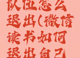 微信读书队伍怎么退出(微信读书如何退出自己组的队伍)
