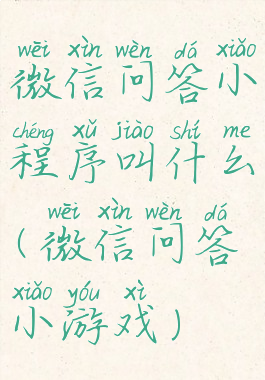 微信问答小程序叫什么(微信问答小游戏)