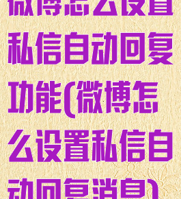 微博怎么设置私信自动回复功能(微博怎么设置私信自动回复消息)