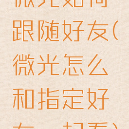 微光如何跟随好友(微光怎么和指定好友一起看)