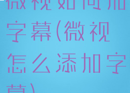 微视如何加字幕(微视怎么添加字幕)