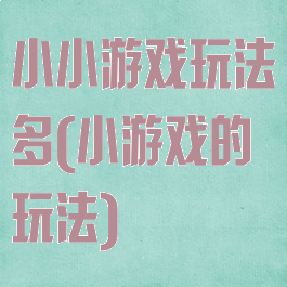 小小游戏玩法多(小游戏的玩法)