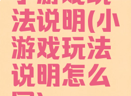 小游戏玩法说明(小游戏玩法说明怎么写)