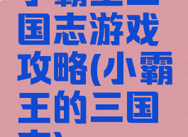 小霸王三国志游戏攻略(小霸王的三国志)