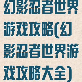 幻影忍者世界游戏攻略(幻影忍者世界游戏攻略大全)