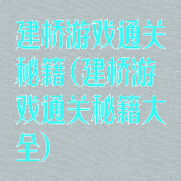 建桥游戏通关秘籍(建桥游戏通关秘籍大全)