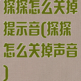 探探怎么关掉提示音(探探怎么关掉声音)