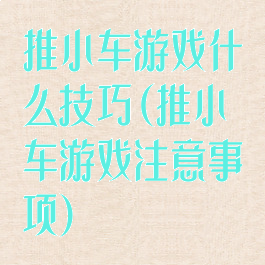 推小车游戏什么技巧(推小车游戏注意事项)