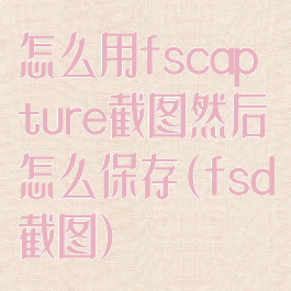 怎么用fscapture截图然后怎么保存(fsd截图)