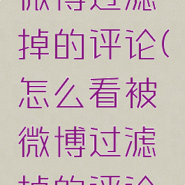 怎么看被微博过滤掉的评论(怎么看被微博过滤掉的评论内容)