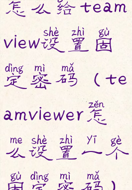 怎么给teamview设置固定密码(teamviewer怎么设置一个固定密码)