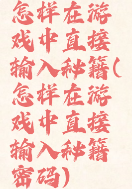 怎样在游戏中直接输入秘籍(怎样在游戏中直接输入秘籍密码)