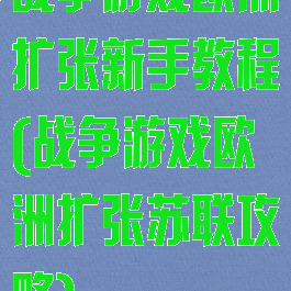 战争游戏欧洲扩张新手教程(战争游戏欧洲扩张苏联攻略)