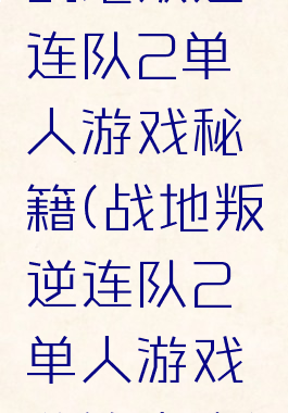 战地叛逆连队2单人游戏秘籍(战地叛逆连队2单人游戏秘籍大全)