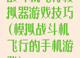 战斗机飞行模拟器游戏技巧(模拟战斗机飞行的手机游戏)