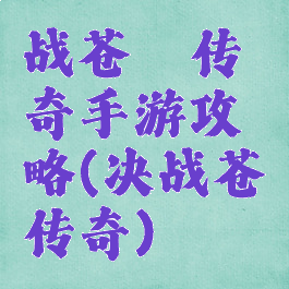 战苍穹传奇手游攻略(决战苍穹传奇)