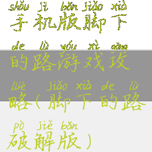 手机版脚下的路游戏攻略(脚下的路破解版)