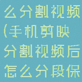 手机剪映怎么分割视频(手机剪映分割视频后怎么分段保存)
