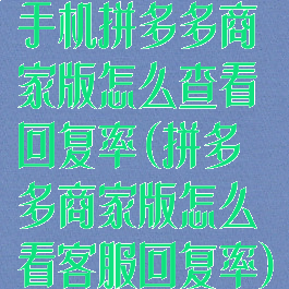 手机拼多多商家版怎么查看回复率(拼多多商家版怎么看客服回复率)